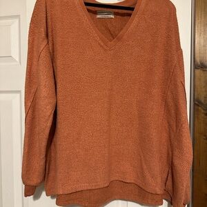 Urban Outfitters Cozy V-Neck Sweater in Rust
